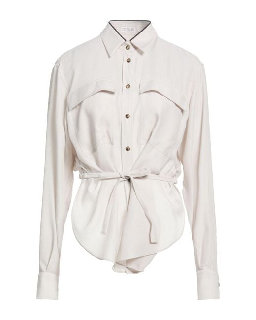Brunello Cucinelli White Light Shirt Polyester, Cupro, Virgin Wool
