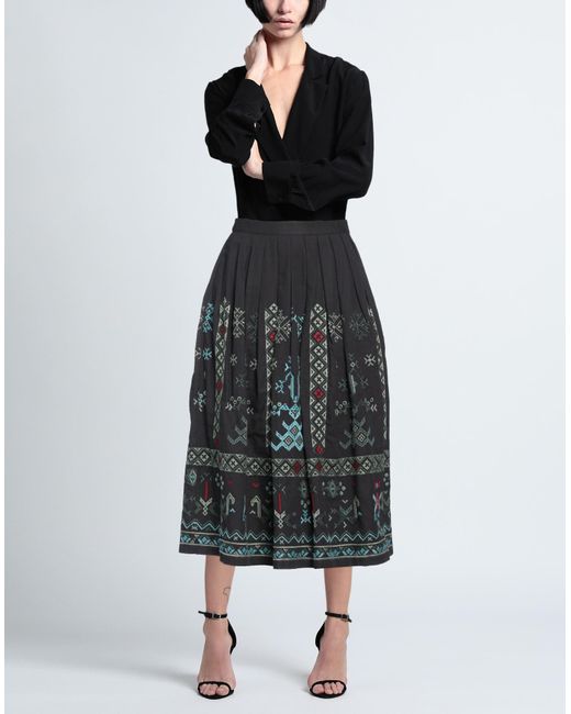 Maison Scotch Gray Midi Skirt Organic Cotton, Linen, Polyester