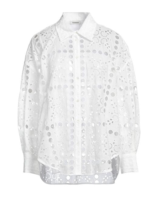 Sandro White Shirt Polyester, Cotton
