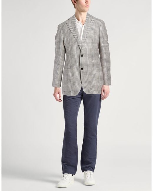 Luigi Bianchi Gray Light Blazer Wool, Silk, Cashmere for men
