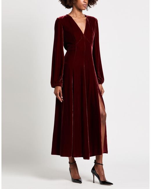 Raquel Diniz Red Maxi Dress Rayon, Silk