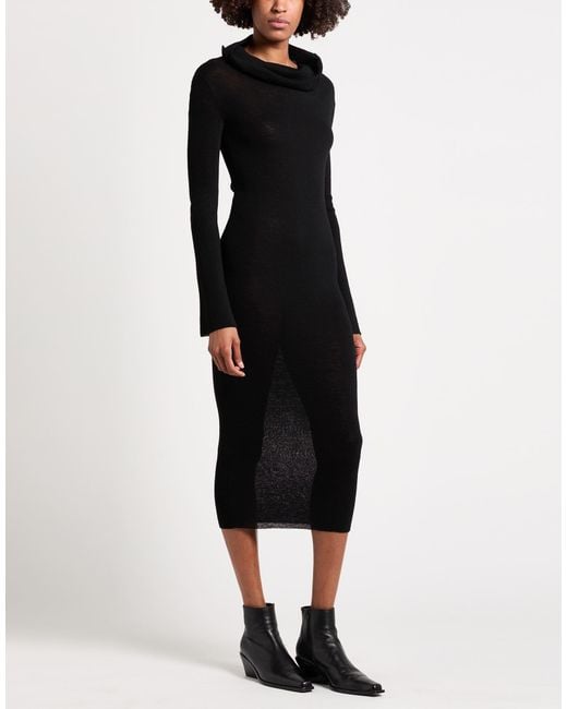 Ann Demeulemeester Black Midi Dress Wool