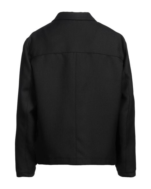 Sandro Black Jacket Polyester, Virgin Wool for men