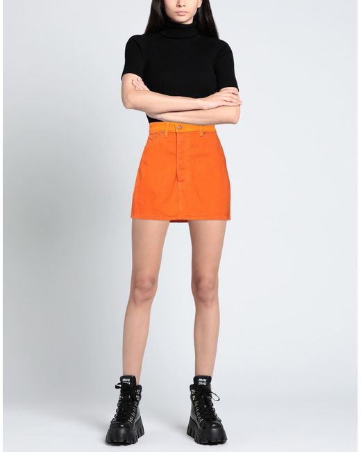 Ganni Orange Denim Skirt