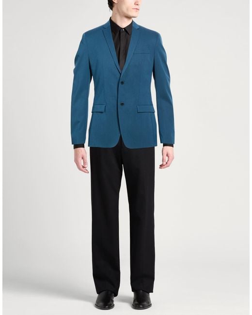 Calvin Klein Blue Blazer Polyester, Wool, Elastane for men