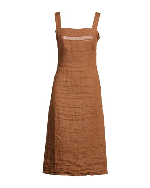 Aspesi Brown Midi Dress Linen