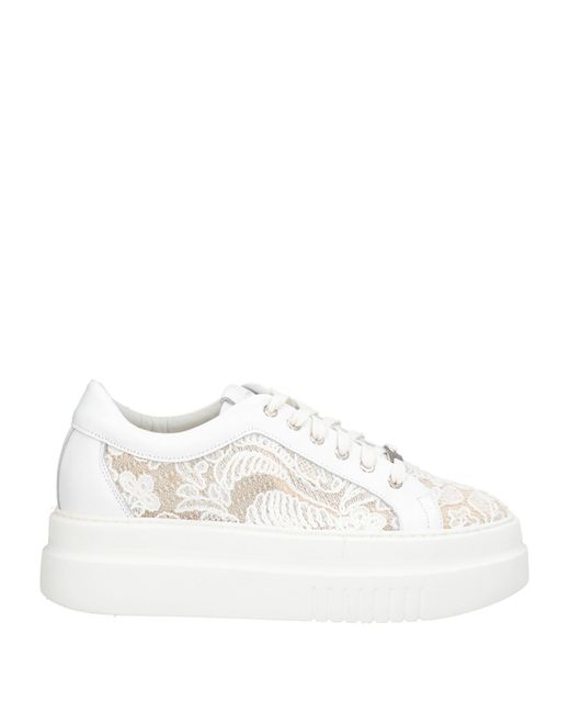 Baldinini White Sneakers Leather, Textile Fibers