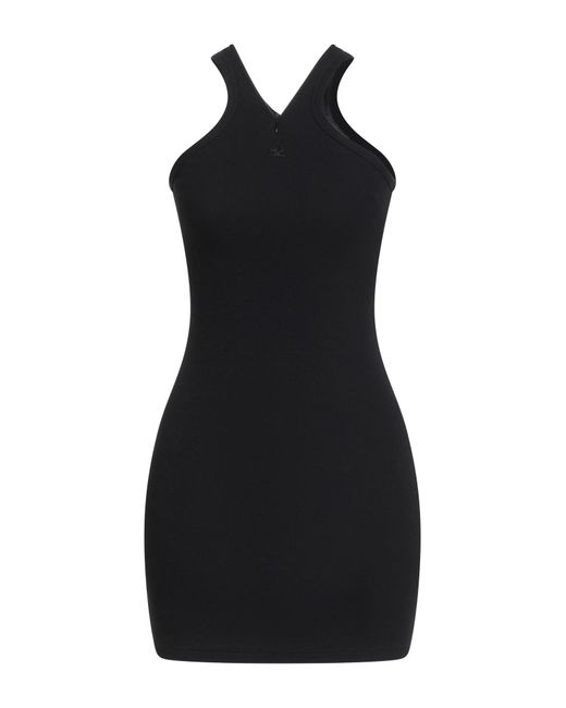 Courreges Black Mini Dress Cotton, Elastane