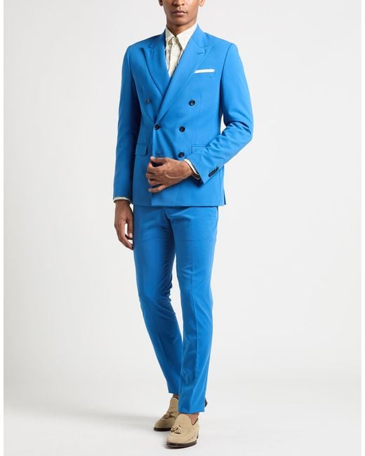 Berry & Brian Blue Suit Polyester, Viscose, Elastane for men