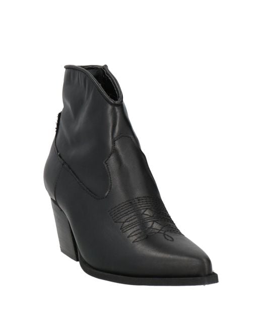 Divine Follie Black Ankle Boots Leather