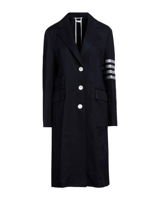 Thom Browne Blue Midnight Overcoat & Trench Coat Cotton
