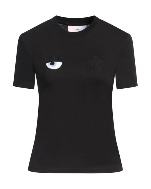 Chiara Ferragni Black T-Shirt Cotton