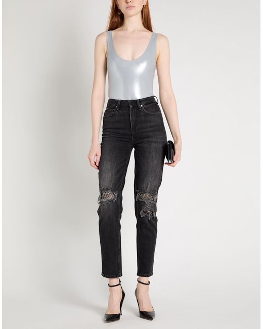 Guess Black Distressed Embellished Tapered Jeans