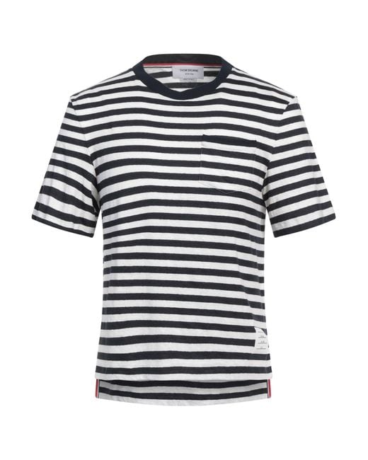 Thom Browne Blue T-Shirt Linen, Elastane, Cotton for men
