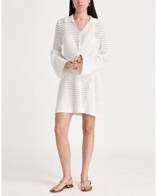 Raquel Diniz White Mini Dress Cotton, Polyester