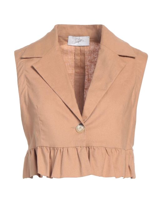 Soallure Pink Camel Blazer Linen, Viscose