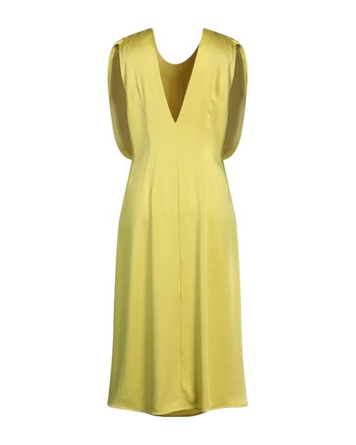 Jil Sander Yellow Midi Dress Acetate, Viscose