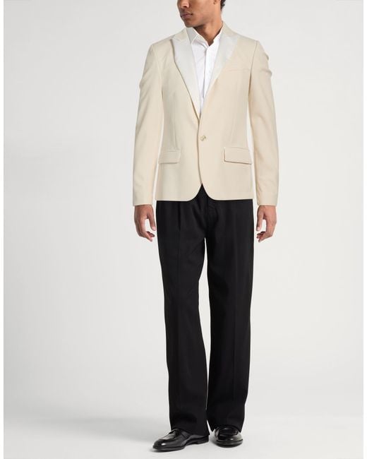 Daniele Alessandrini Natural Cream Blazer Polyester, Viscose, Elastane, Cotton for men