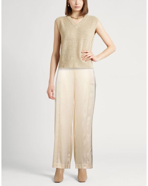 Roberto Collina Natural Cream Pants Silk, Elastane
