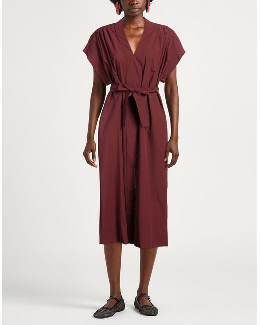 Ottod'Ame Red Burgundy Midi Dress Cotton