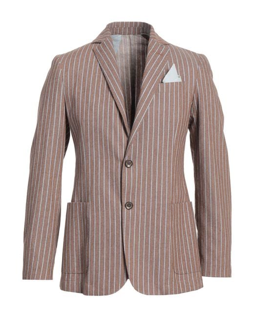 OVER/D Brown Blazer Cotton, Polyester, Linen for men