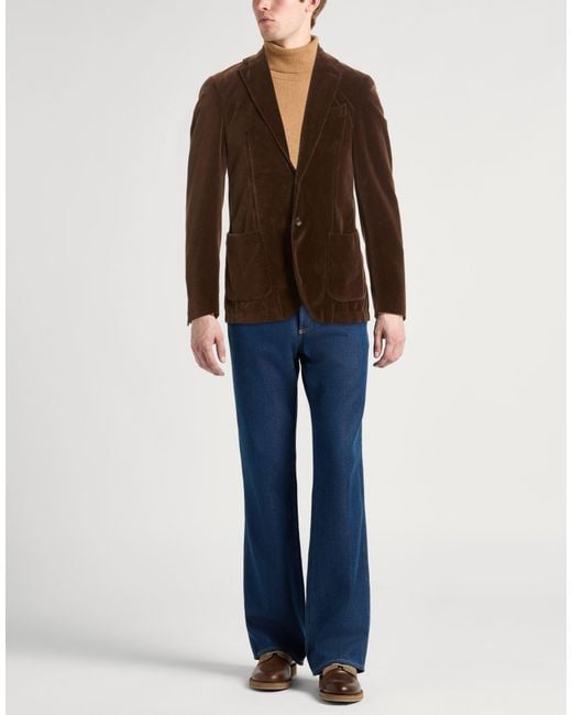 Santaniello Brown Blazer Cotton for men