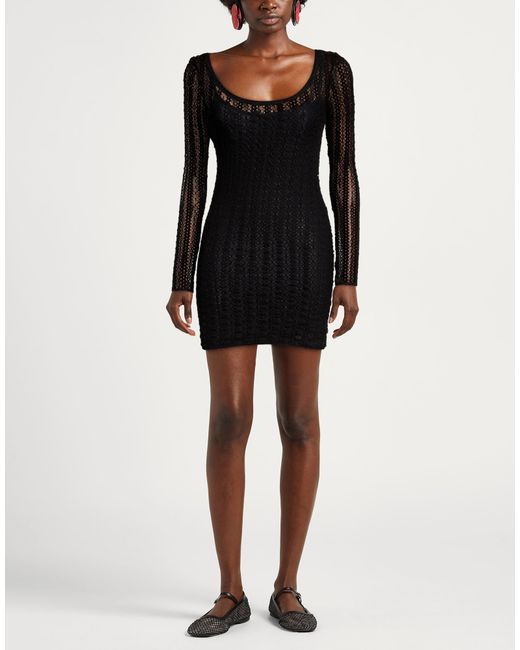 Pinko Black Mini Dress Cotton, Polyamide, Elastane