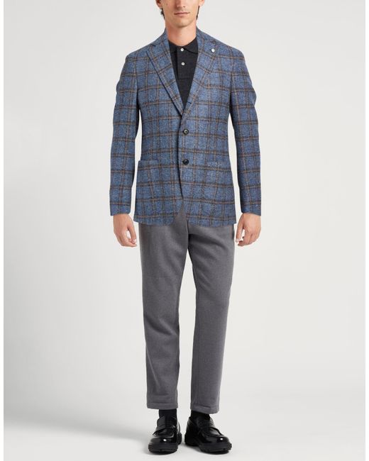 Luigi Bianchi Blue Blazer Alpaca Wool, Virgin Wool, Polyamide for men