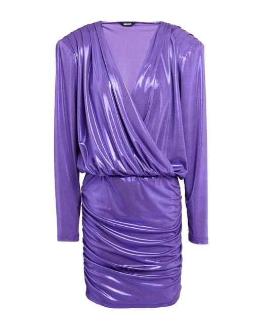 Just Cavalli Purple Mini Dress Polyester, Elastane