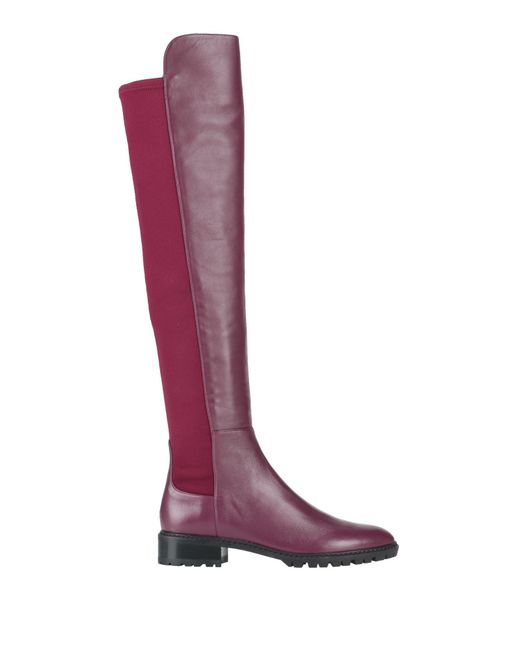 Stuart Weitzman Red Plum Boot Leather, Textile Fibers