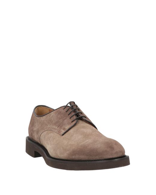 Doucal's Brown Khaki Lace-Up Shoes Soft Leather for men
