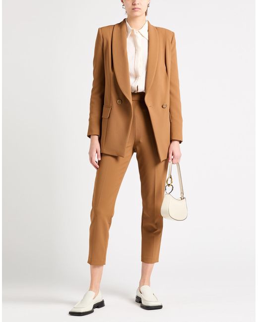 Elisabetta Franchi Brown Camel Suit Polyester, Elastane