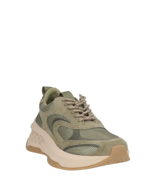 Emanuélle Vee Green Military Sneakers Leather, Textile Fibers