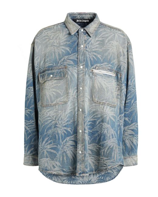 Palm Angels Blue Denim Shirt for men