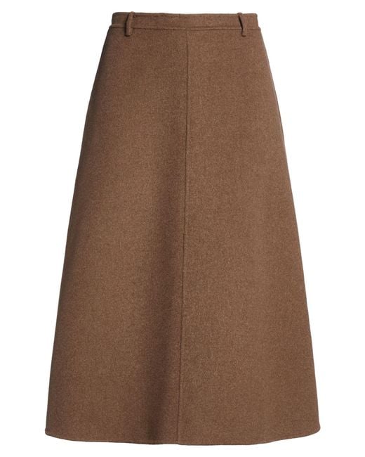 Max Mara Brown Light Midi Skirt Virgin Wool