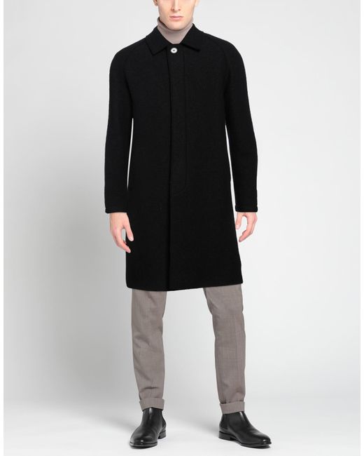 Harris Wharf London Black Coat Virgin Wool for men