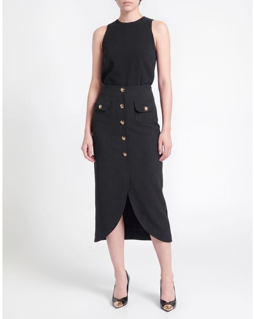 Sandro Black Midi Skirt Polyester, Elastane