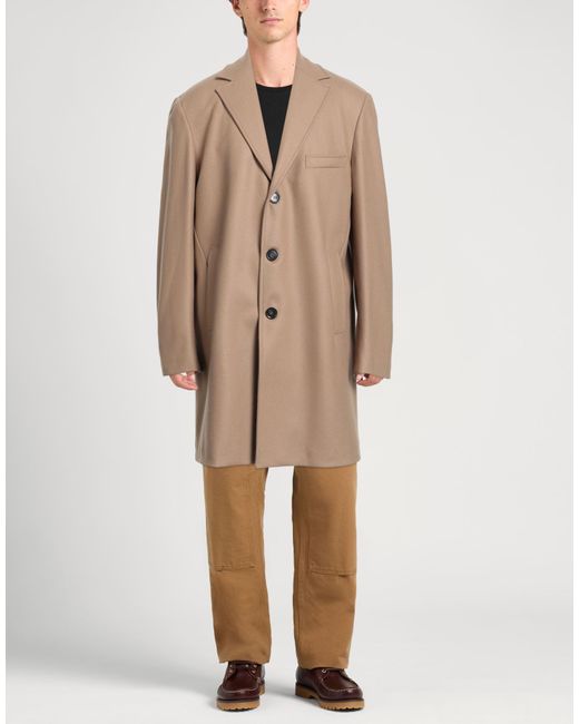 Liu Jo Natural Camel Coat Virgin Wool, Polyamide, Cashmere for men