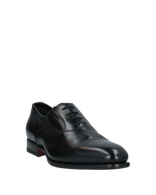 Santoni Black Lace-Up Shoes Leather for men
