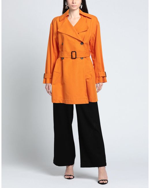 ANNIE PARIS Orange Overcoat & Trench Coat Cotton