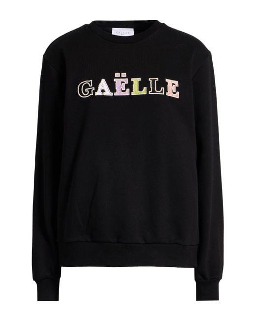 Gaelle Paris Black Sweatshirt Cotton, Polyester, Elastane