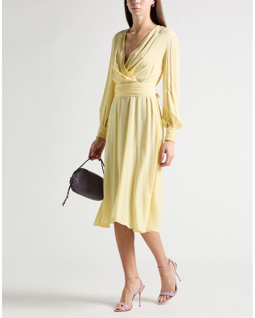 Elisabetta Franchi Yellow Midi Dress Viscose