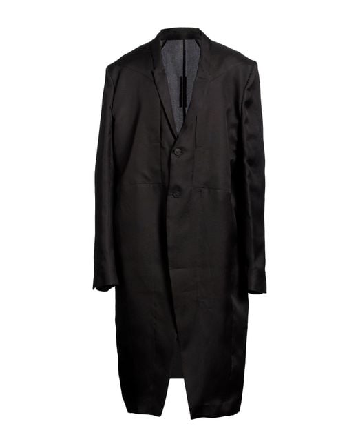 Rick Owens Black Overcoat & Trench Coat Silk for men