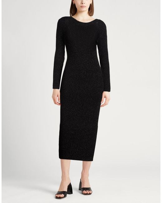 Jucca Black Midi Dress Wool, Viscose, Polyamide, Metallic Fiber, Cashmere