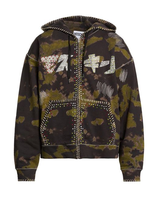 Moschino Black Couture Military Sweatshirt Cotton, Metal, Glass for men