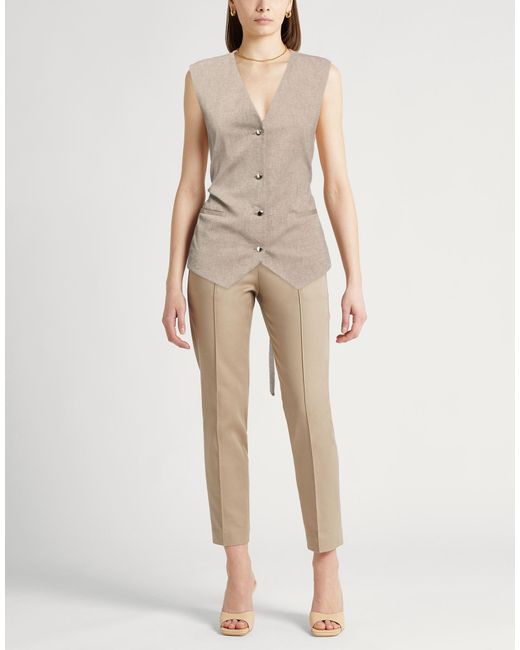 Alysi Natural Crème Khaki Tailored Vest Viscose, Cotton