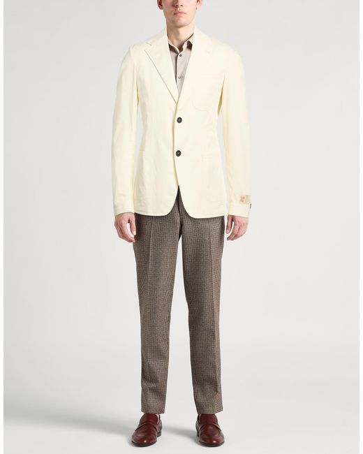 Massimo Alba Natural Ivory Blazer Cotton, Elastane for men