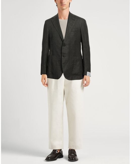 Caruso Black Blazer Linen, Wool for men