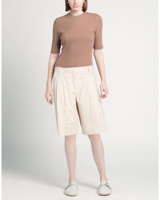 Ganni Natural Shorts & Bermuda Shorts Organic Cotton, Linen