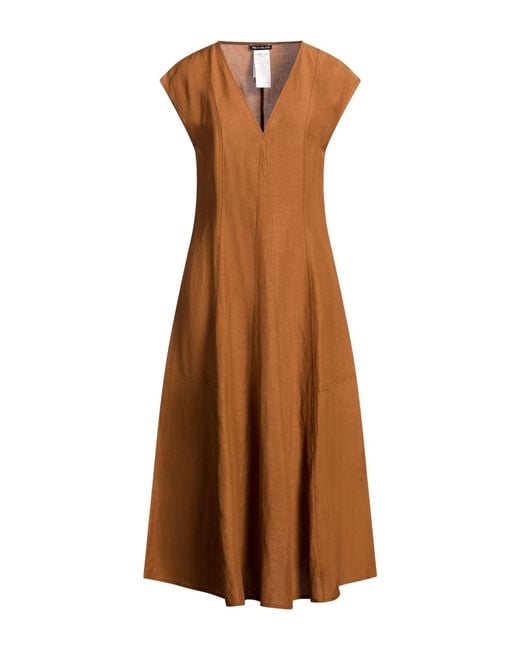 Pennyblack Brown Midi Dress Viscose, Linen